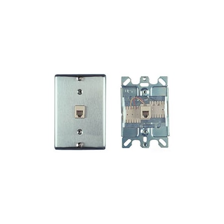 Allen Tel Wall Phone Outlet Jack, Stainless Steel, 8-Position, 8-Conductor AT630B-8